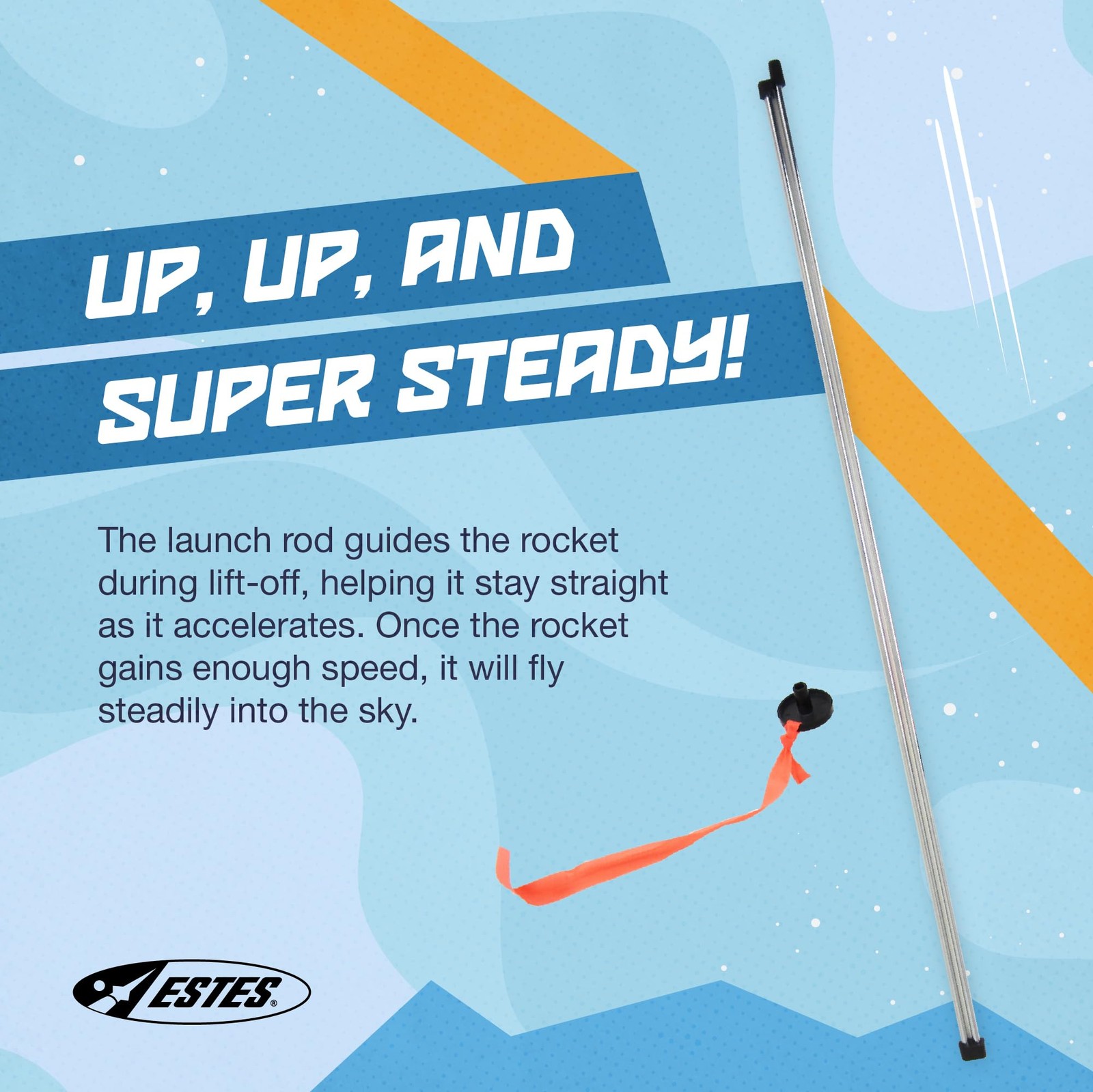 Estes 2243 1/8-Inch Two-Piece Launch Rod, Flying-Rocket-Model Launch Pad