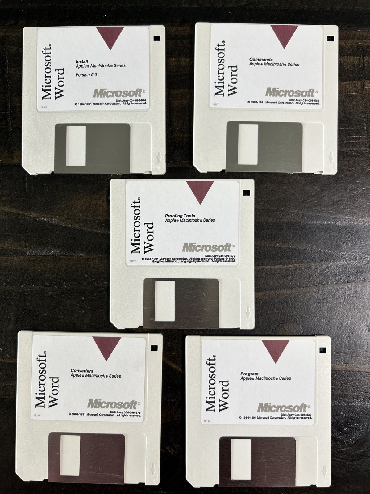 Microsoft Word 5.0 (1984–1991) – Macintosh – 3.5" Floppy Disk Set (5 Disks)