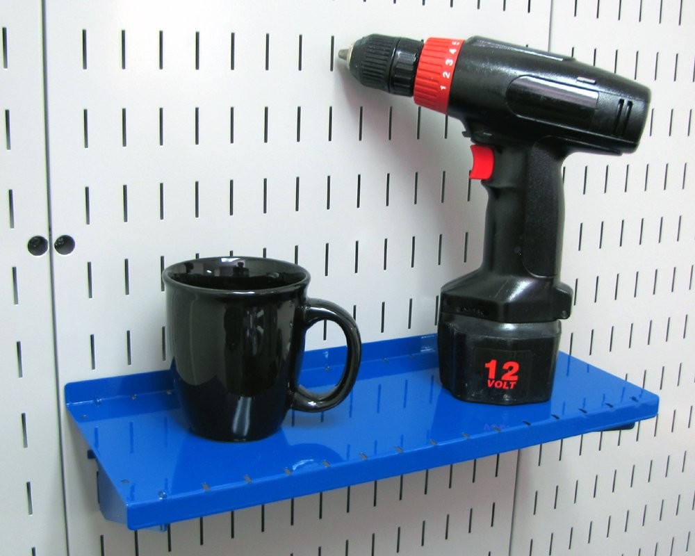 Shelf 6in Deep Pegboard Shelf Assembly Pegboard and Slotted Tool Board - Blue