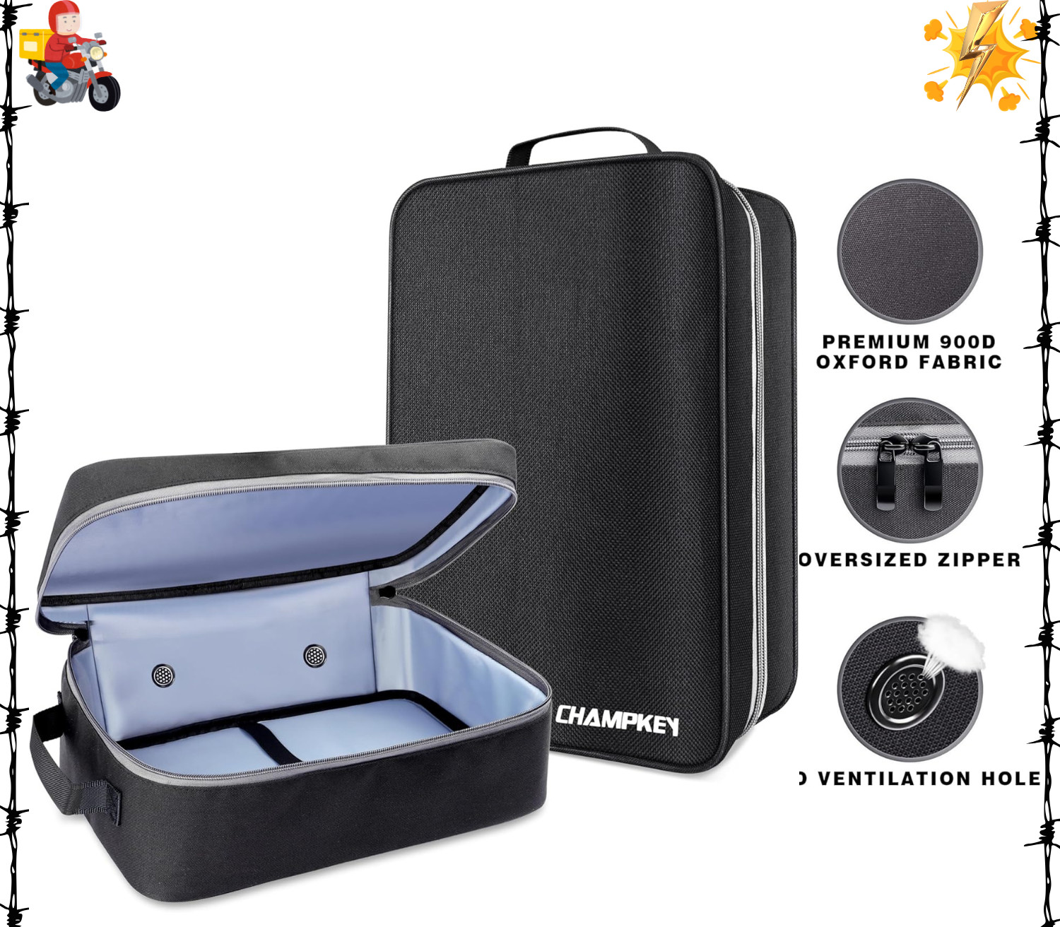 Premium Soft Padded Golf Shoe Bag | 300D Polyester Oxford Fabric with 210D Li...