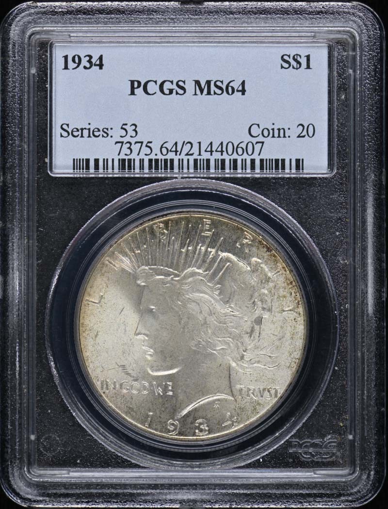 1934 $1 Peace Dollar PCGS MS64
