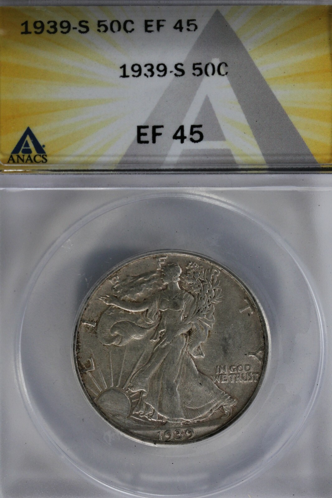 1939-S  .50  ANACS  EF 45  Walking Liberty, Half Dollar, Lady Liberty Half