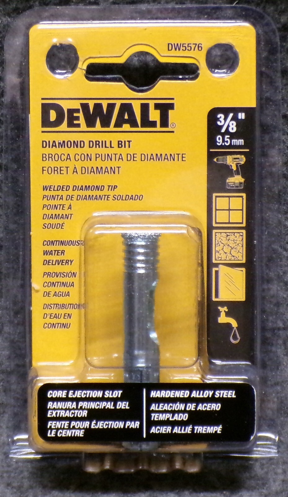 Dewalt  3/8" Diamond Drill Bit  Welded Diamond Tip DW5576