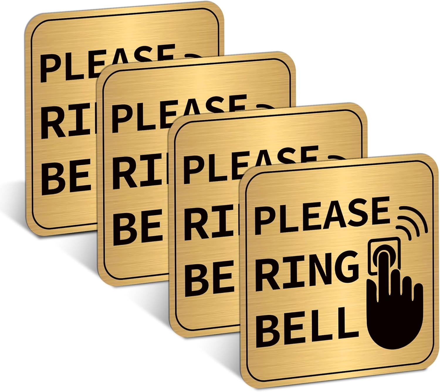 4PCS Please Ring Doorbell Sign Sticker，Self-Adhesive Waterproof Brushed Gold Ple