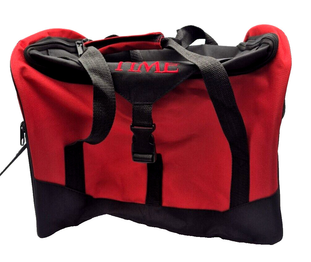 TIME Magazine Small Black Red Duffel Gym Bag Overnight Travel Tote 14x12x7"