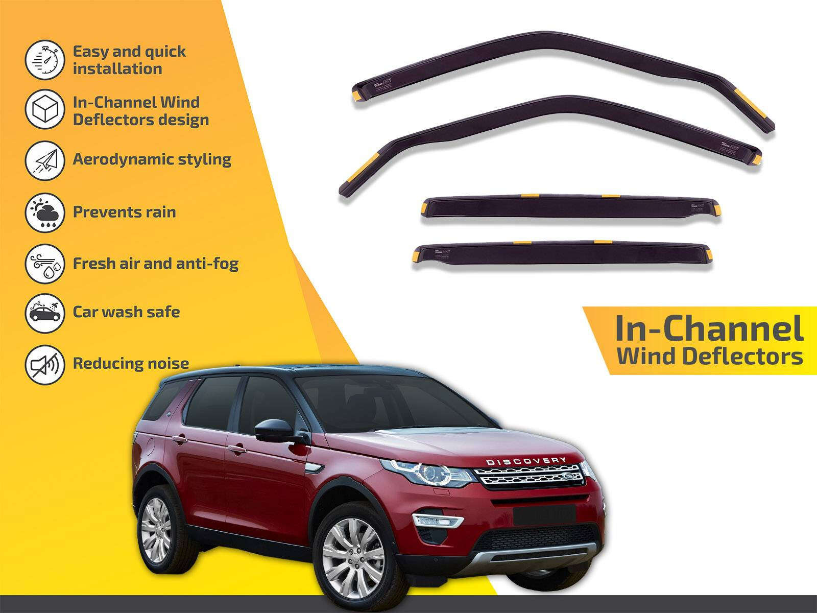 Wind Deflectors In Channel For Land Rover Discovery Sport 2014-up Rain Guard