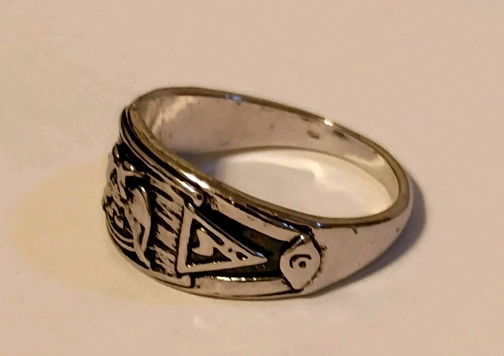 Silver Masonic Ring SIZE 8 Master Mason Scottish Rite 32° Freemason DBL Eagle