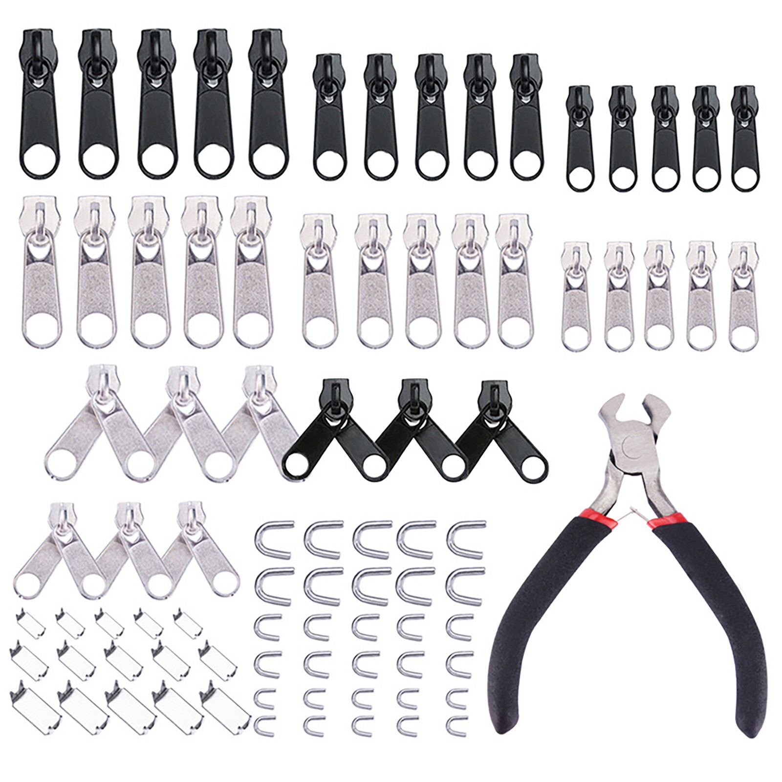 85Pcs Zinc Alloy Fix Zipper Zip Slider Repair Instant DIY Kit Universal