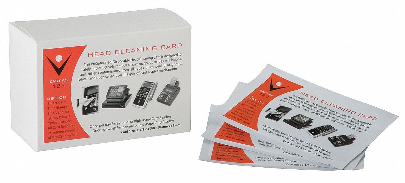 5 Pk Card Reader Cleaning Swipe Cards, CR80