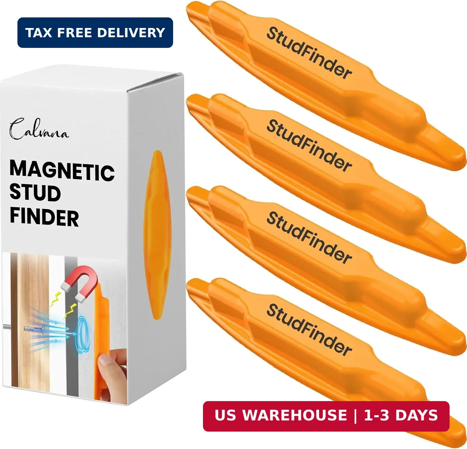 (4-Pack) Calvana Magnetic Stud Finder Wall Scanner, Stud Finder Magnet, Wall Det
