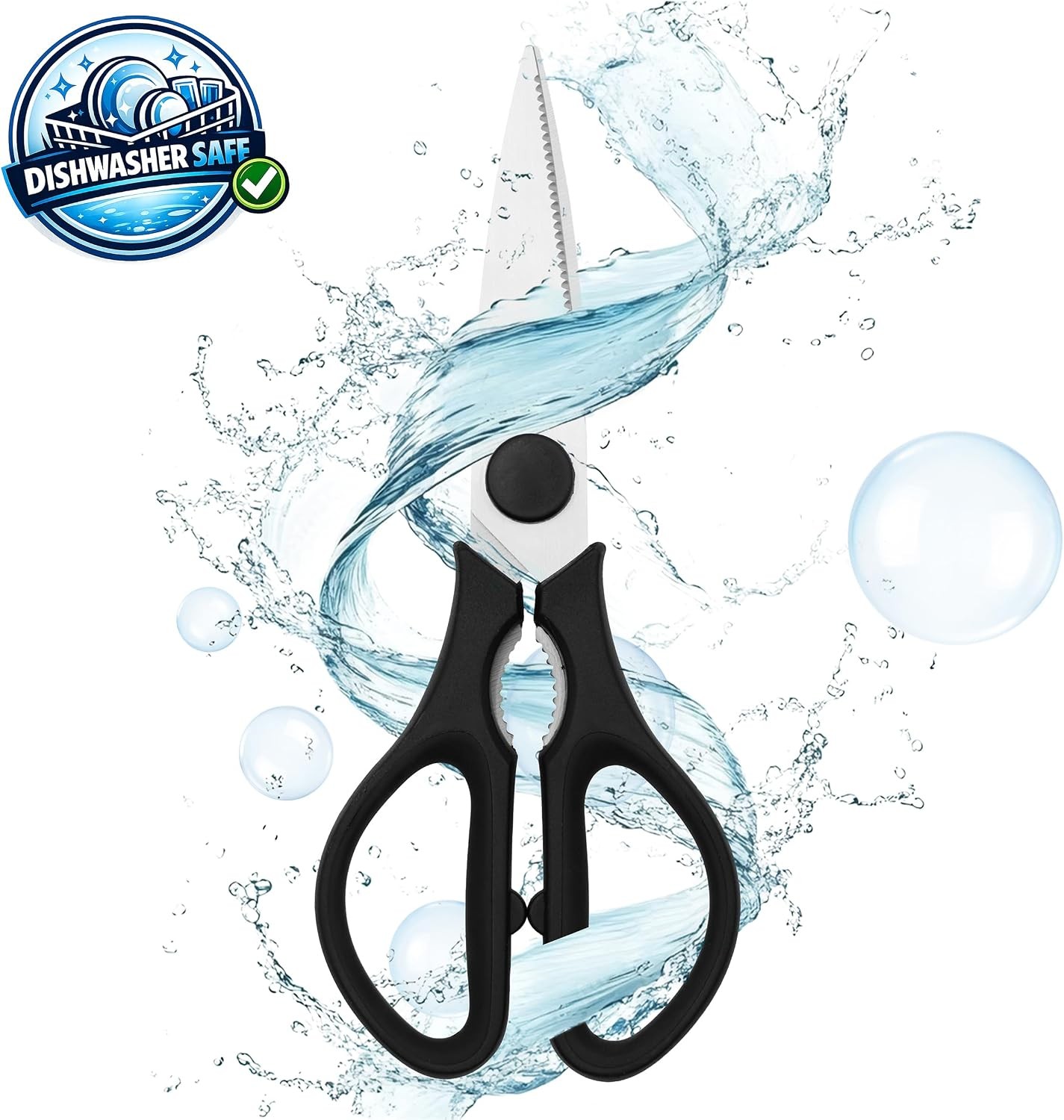 Grip Multi-Purpose Stainless Steel Kitchen Scissors - Non-Slip TPR Grip -