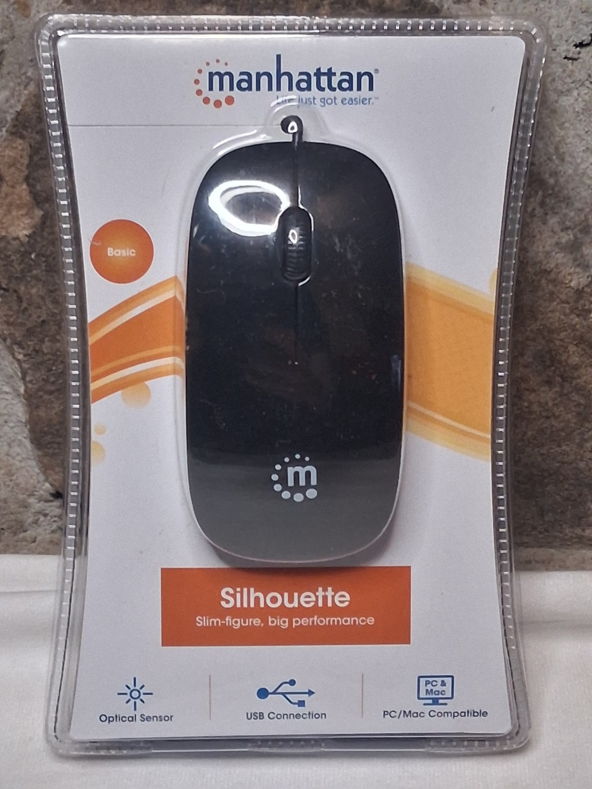 Black Manhattan Silhouette Wired Optical Mouse NEW