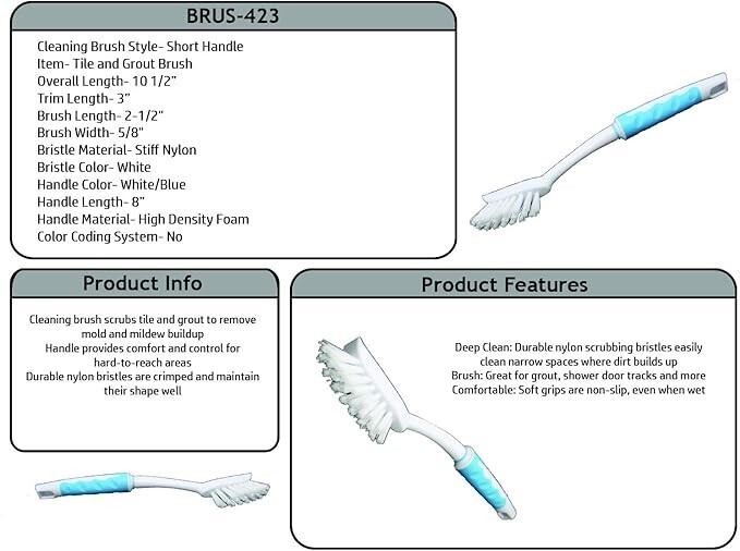 Basic Tile & Grout Cleaning Brushes – 48 Count Bulk Box | Medium-Lite Bristles |