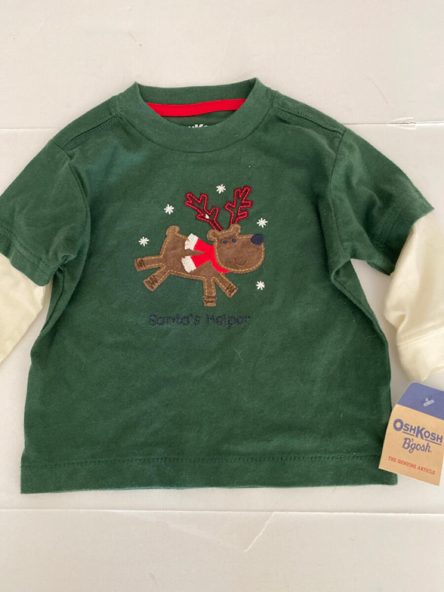 Oshkosh B'gosh Boys Reindeer Christmas Shirt Sz 6 Months NWT