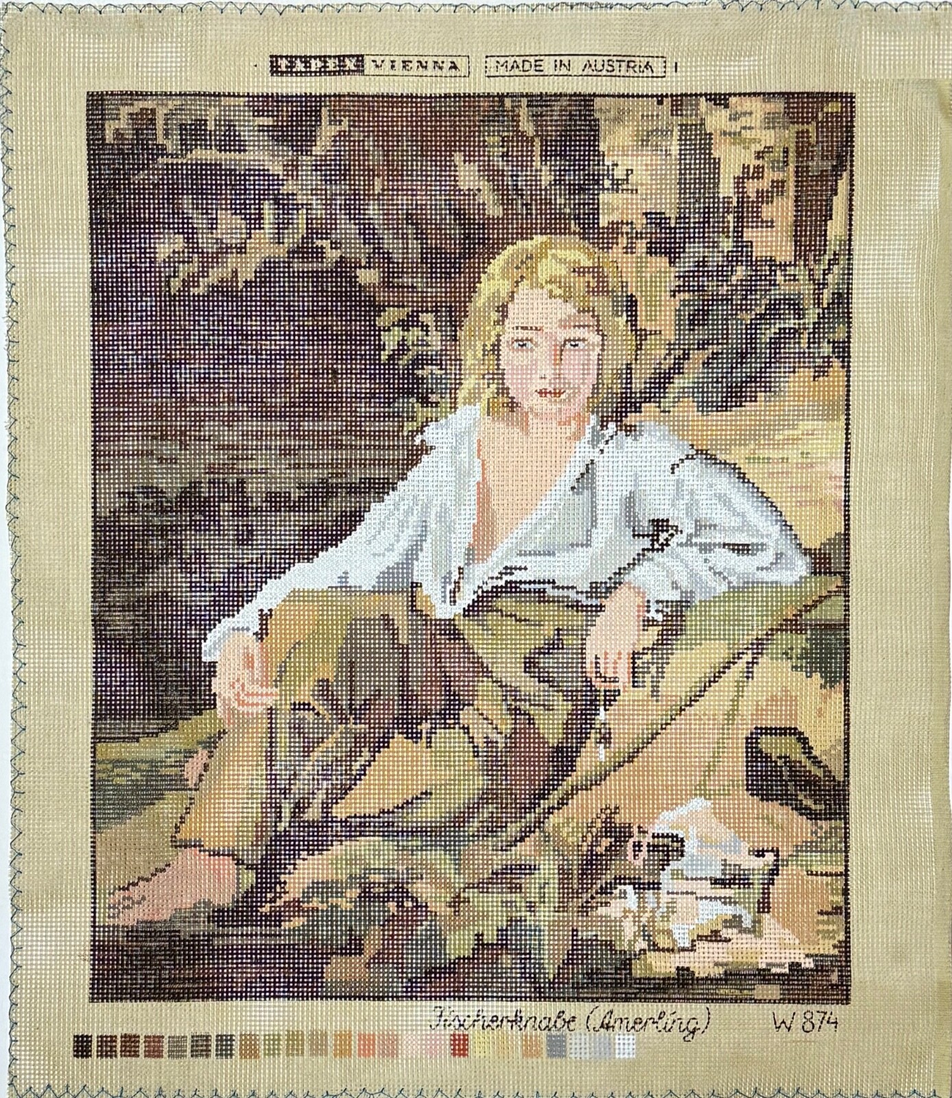 Tapex Vienna FRIEDRICH VON AMERLING Fishing FISHER BOY needlepoint canvas  W874