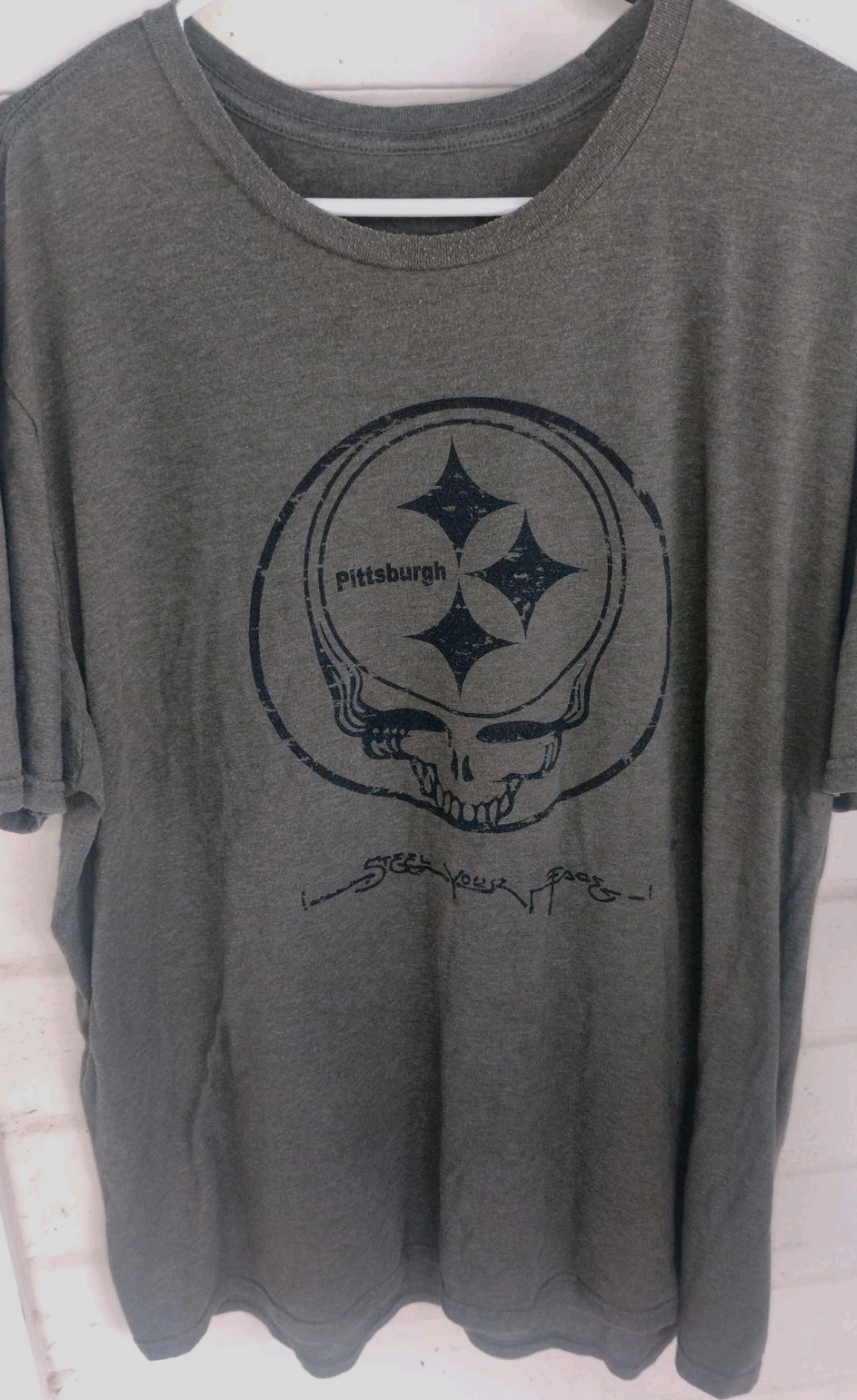 Grateful Dead Pittsburgh Steelers Steal Your Face Army Green Shirt XXL