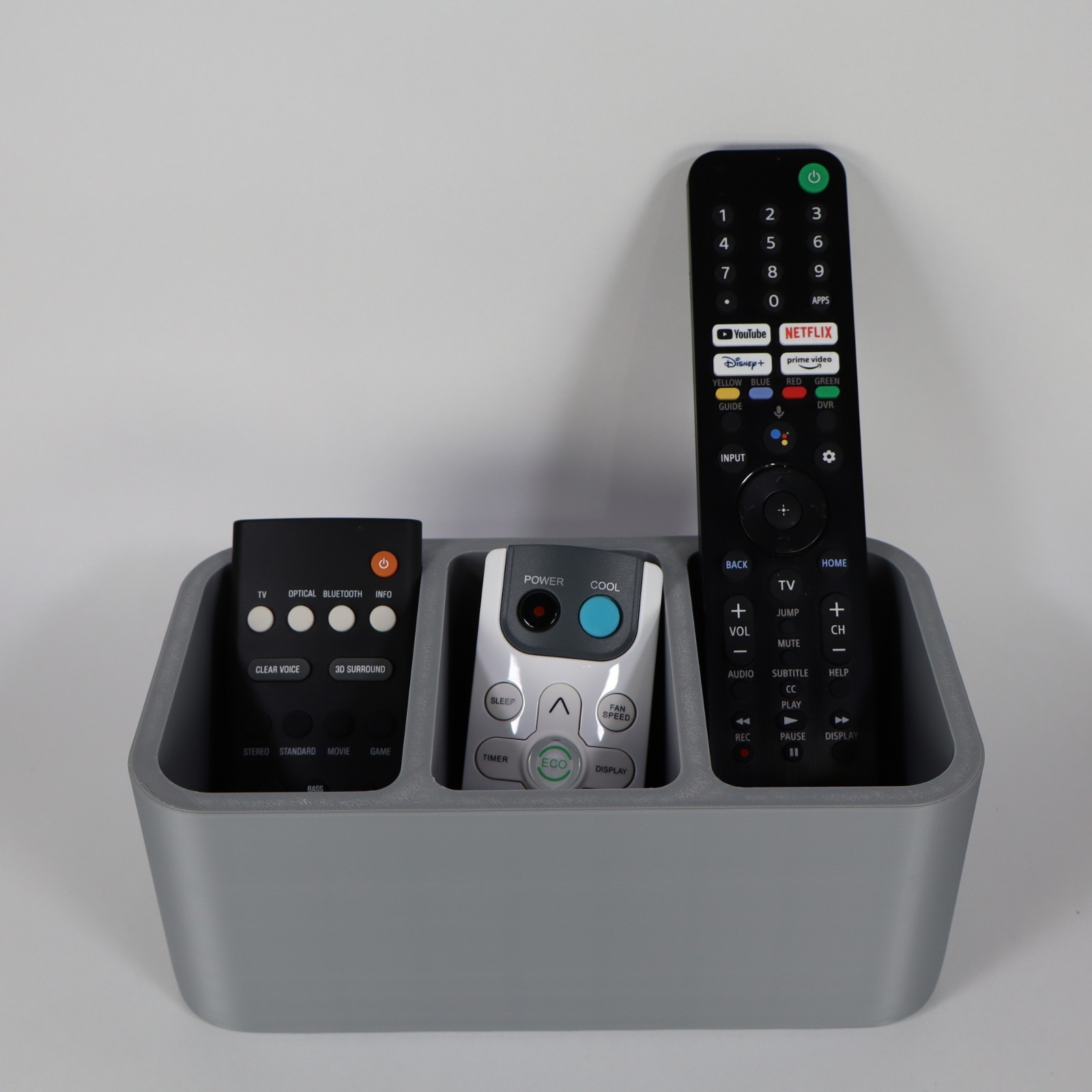 Remote Control Holder / TV Remote Caddy / Desktop Organizer - Holds 3 Remotes