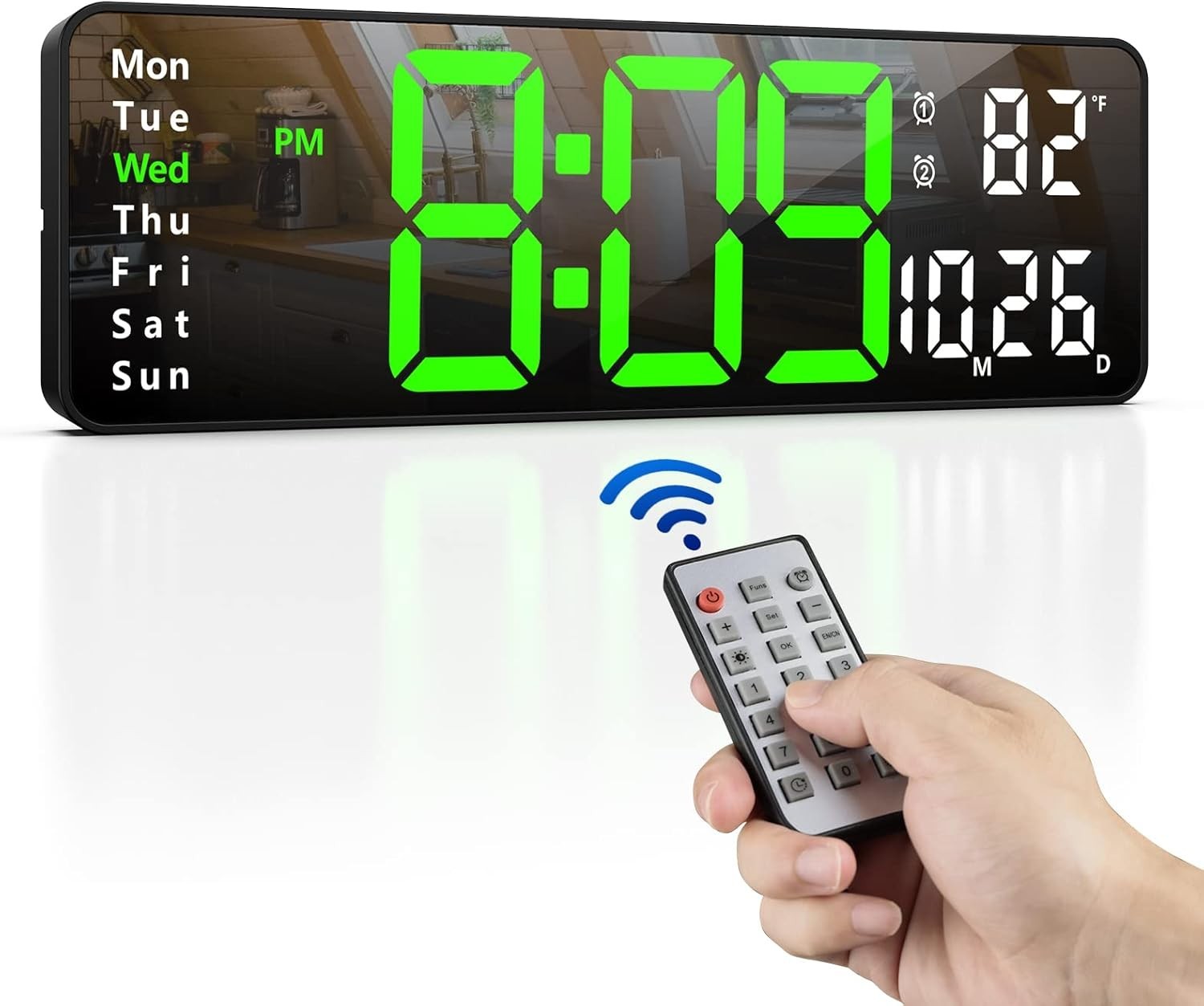 Digital Grande De 13" Reloj De Pared Con Control Remoto, Reloj De Pared Grande