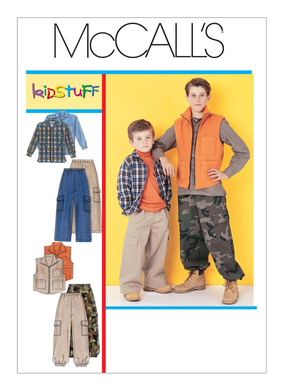 Mccalls M6222 Children's Boys' Cargo Pants, Vest & Shirt size XS-S (4-6)