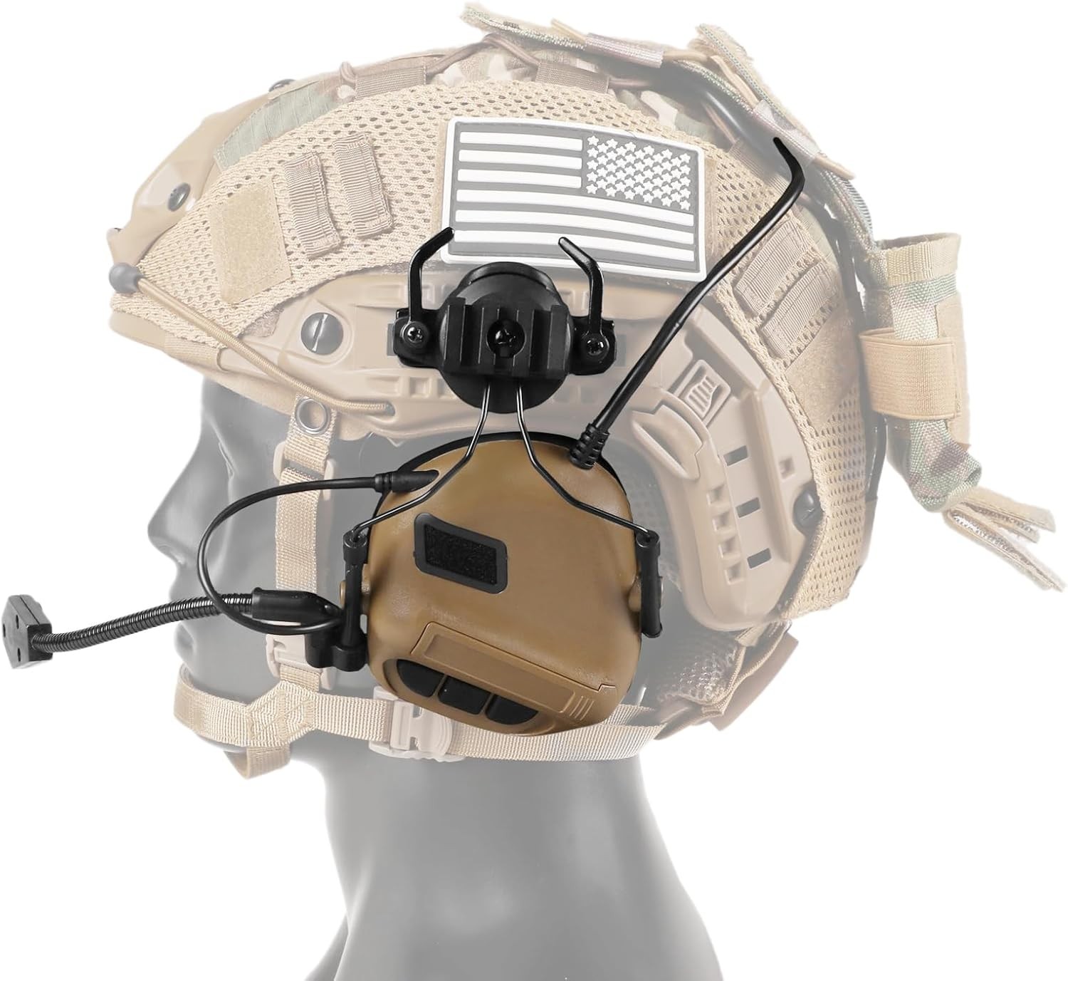 Tactical Helmet with Headset,4In1 Upgraded Adjustable with Helmet Cover for Airs