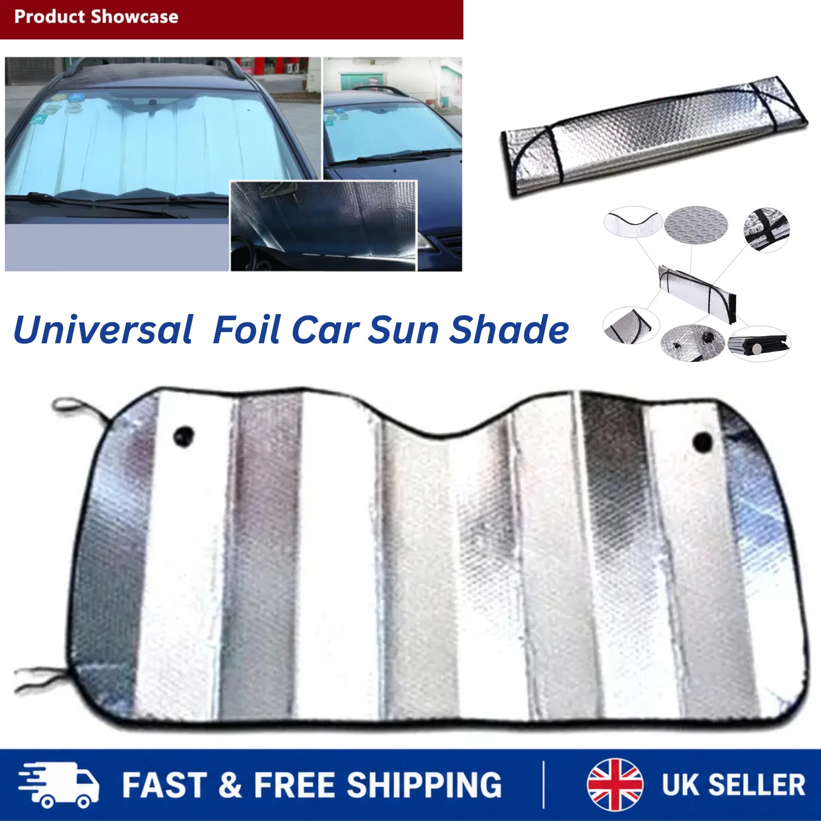 130 x 60 cm Universal Folding Foil Sun Shade Car Van Windscreen Protector UK