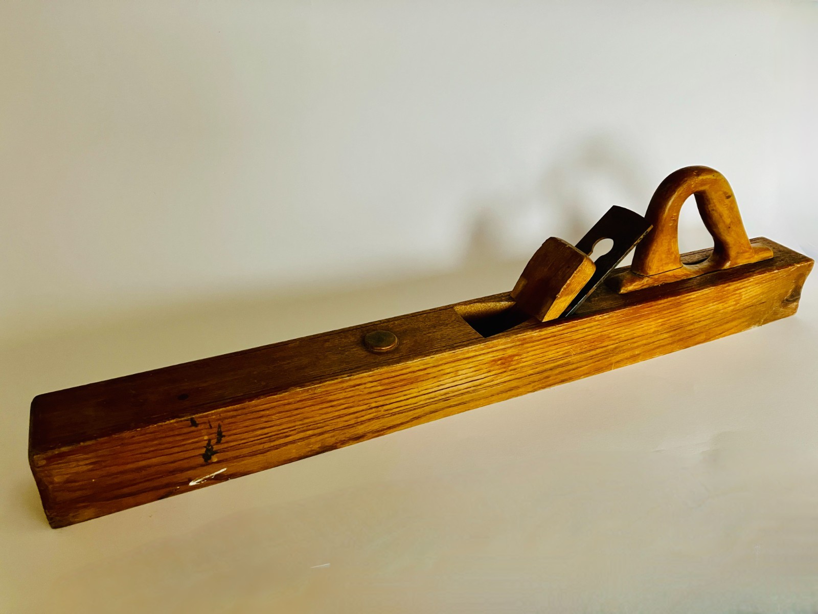 Antique Wooden Jointer Plane 70cm Complete With Iron & Wedge