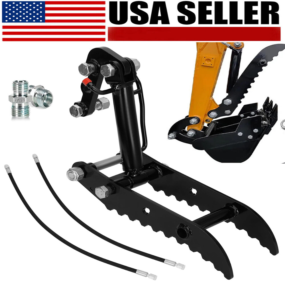 1x Hydraulic Thumb Clip w/ 2 Hoses For Mini Excavators Pick Up Irregular Objects