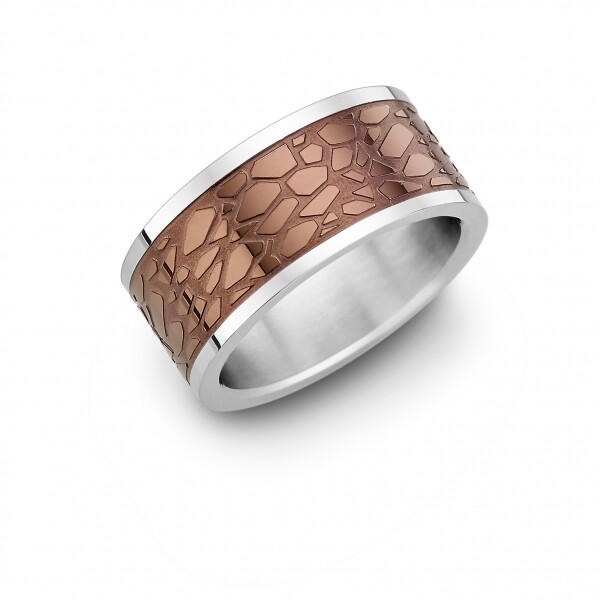 Cem Stainless Steel Ring Size 66 Men's Jewelry IP Coffee Silver Brown St6-148