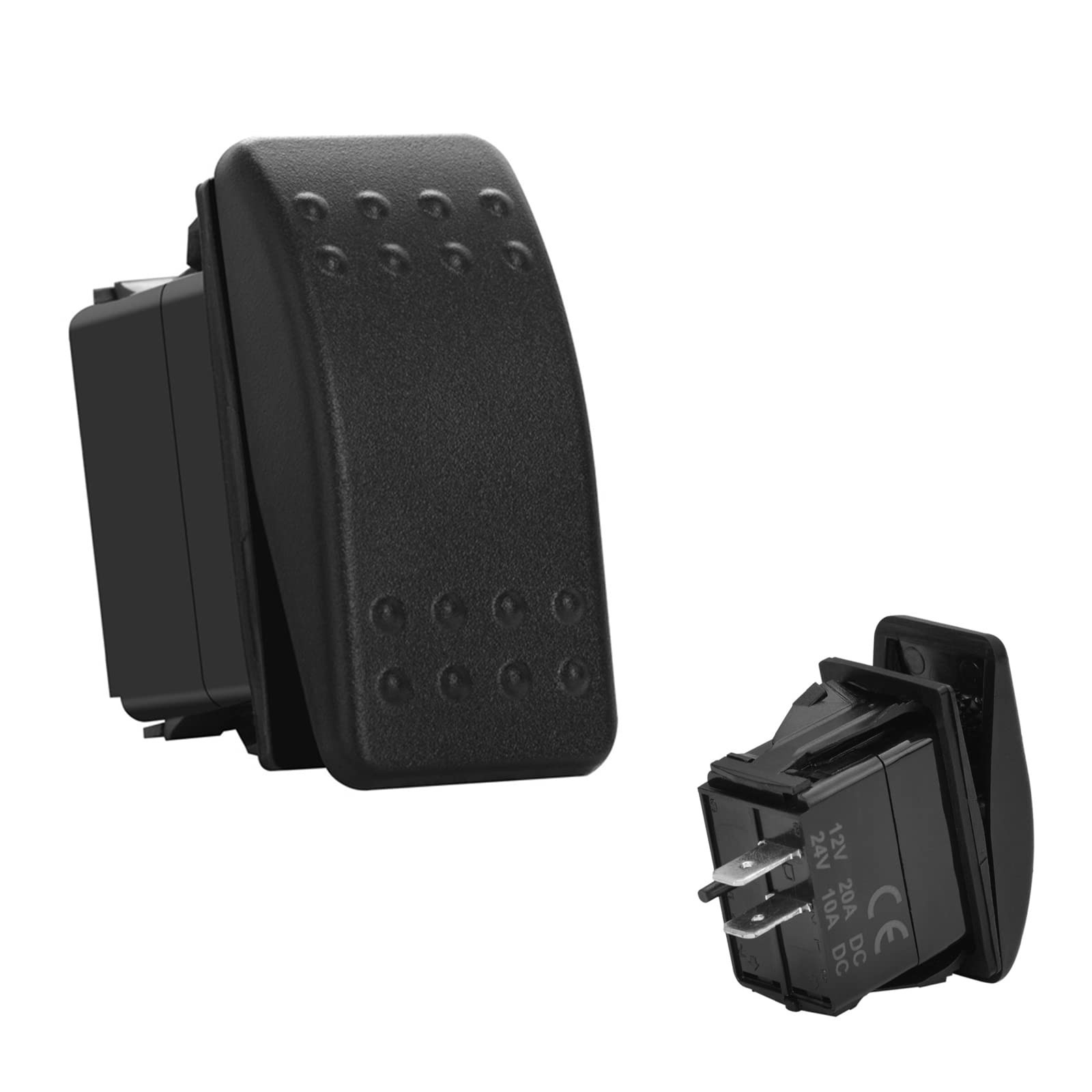 Black 12V 2 Pin Rocker Switch 2 Way ON-Off Toggle Switch for Car Boat ATV UTV...