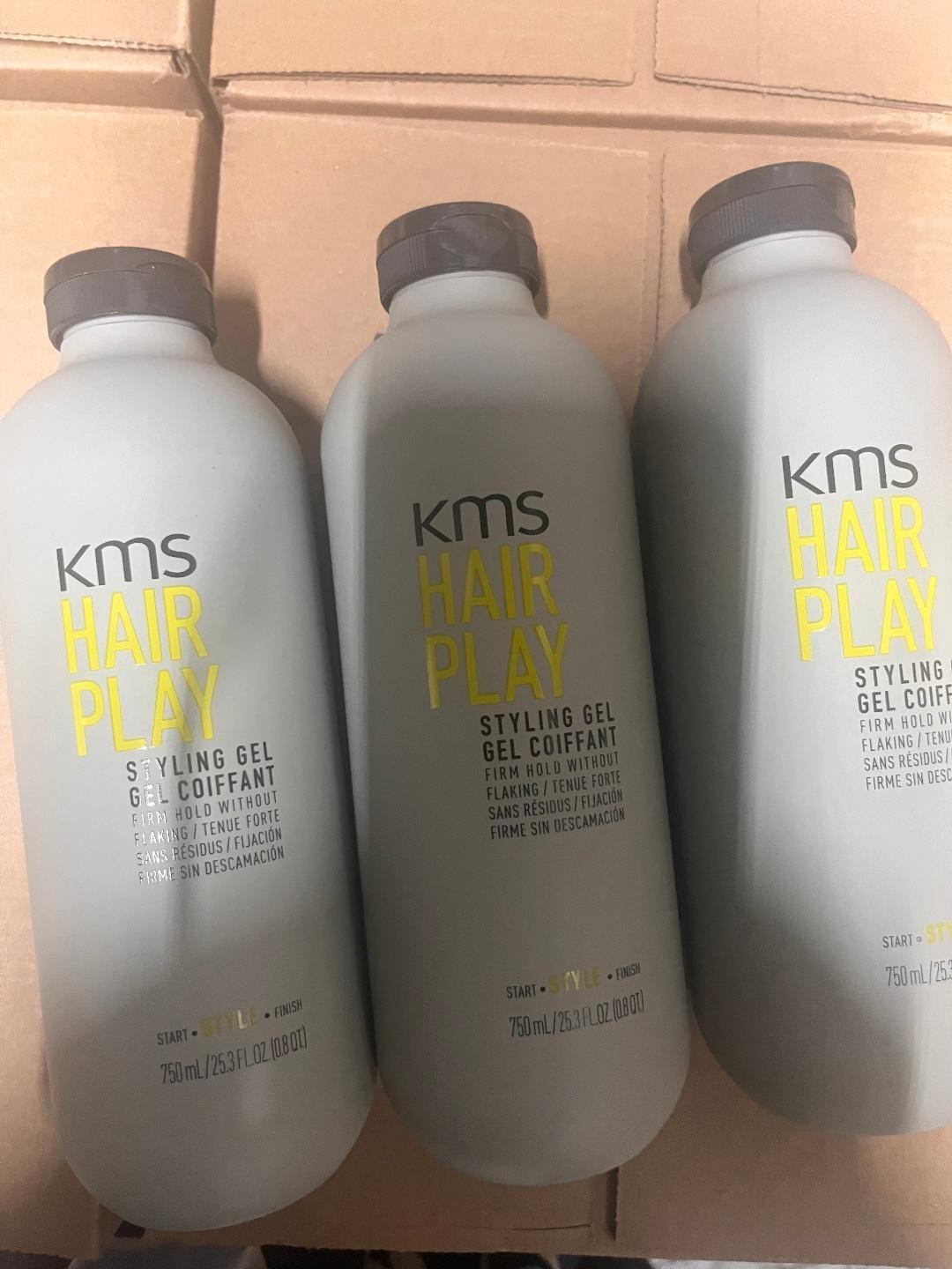 KMS Hair Play Styling Gel 25.3oz/750ml 3 PACK - NEW FRESH SEALED