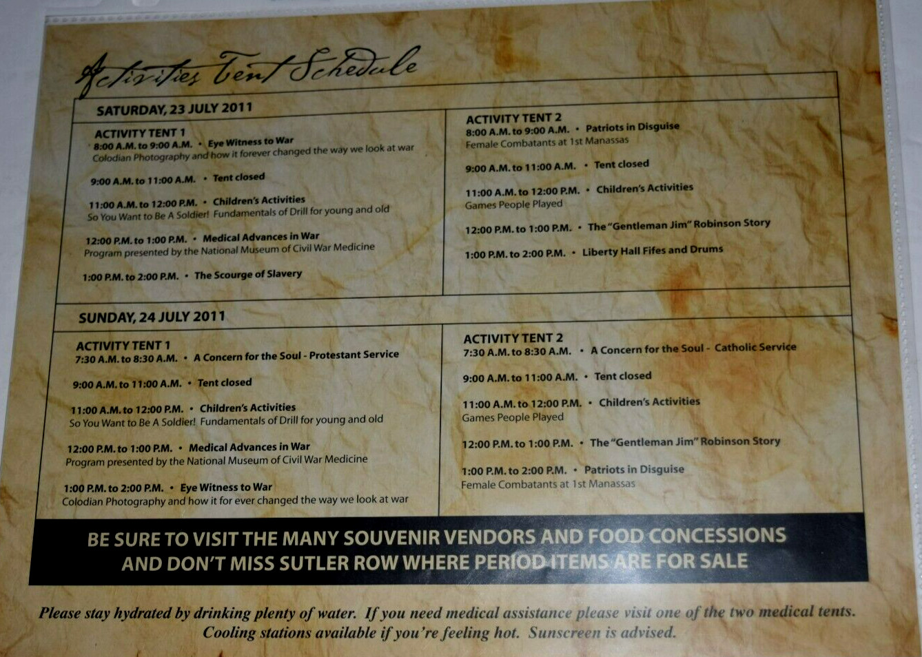 150th CIVIL WAR "MANASSAS/BULL RUN Program," Reenact Map and Stone House Flyer