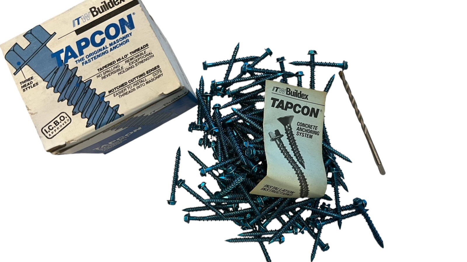 Tapcon 3/16" x 1-3/4" Hex Head Concrete Screws Box of 100 w Bit FREE SHIPPING