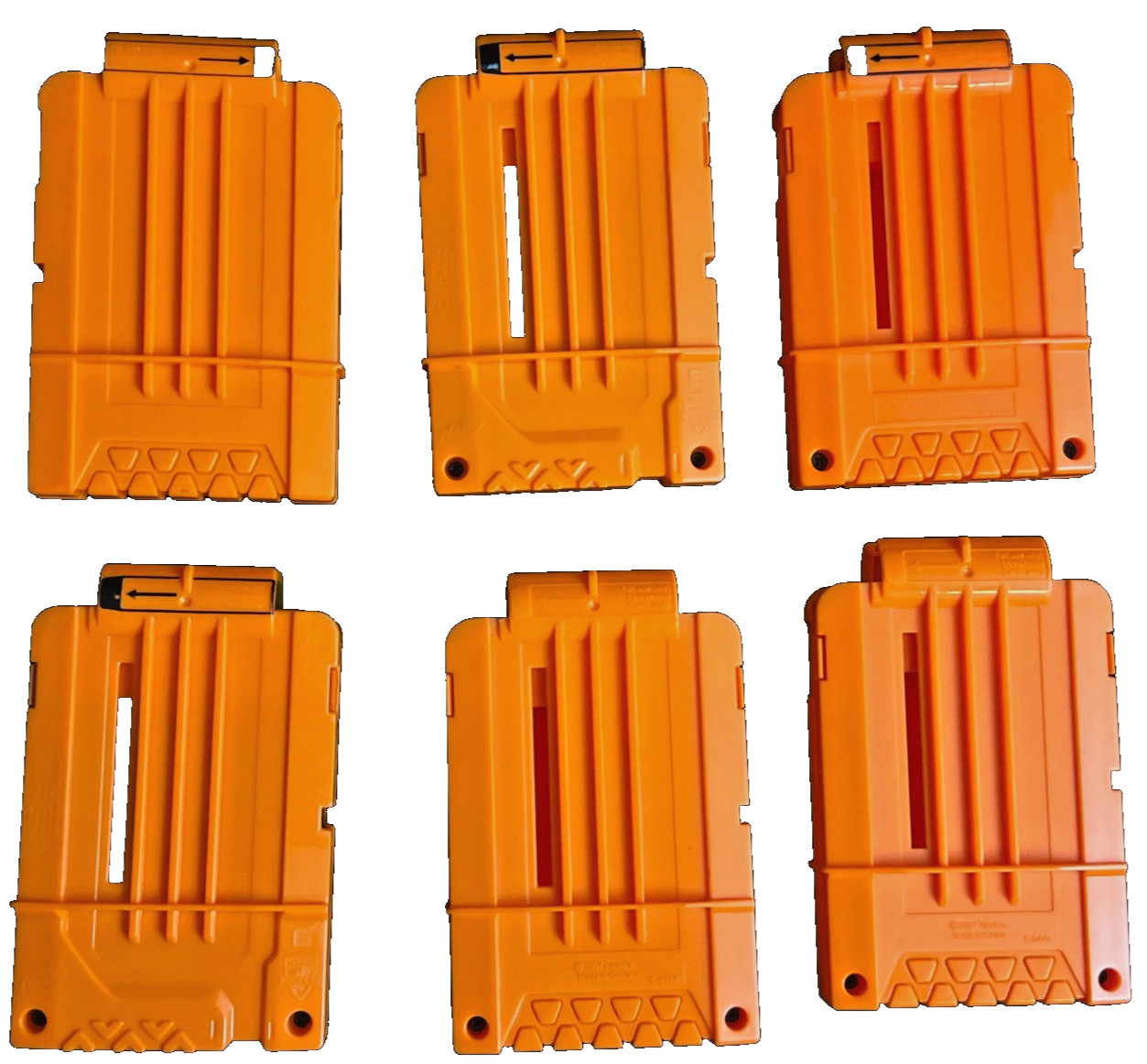 NERF N-Strike 6 Round Shot Ammo Magazine Clip Cartridge Orange Boys Lot of 6 TOY