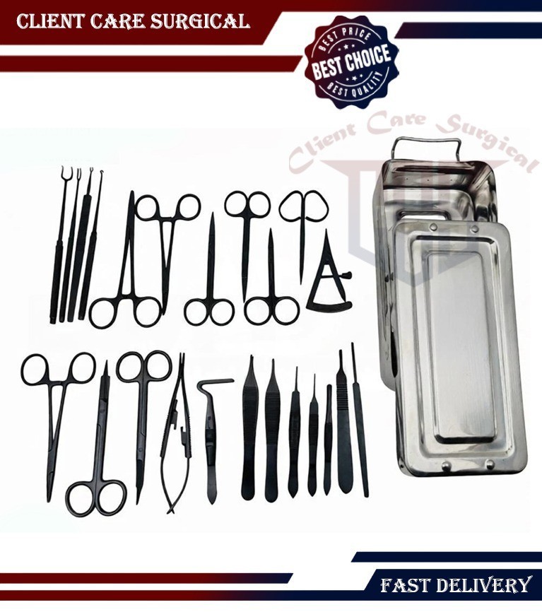 Blepharoplasty Instruments Set - Black | Plastic & Eye Surgery Kit with Box
