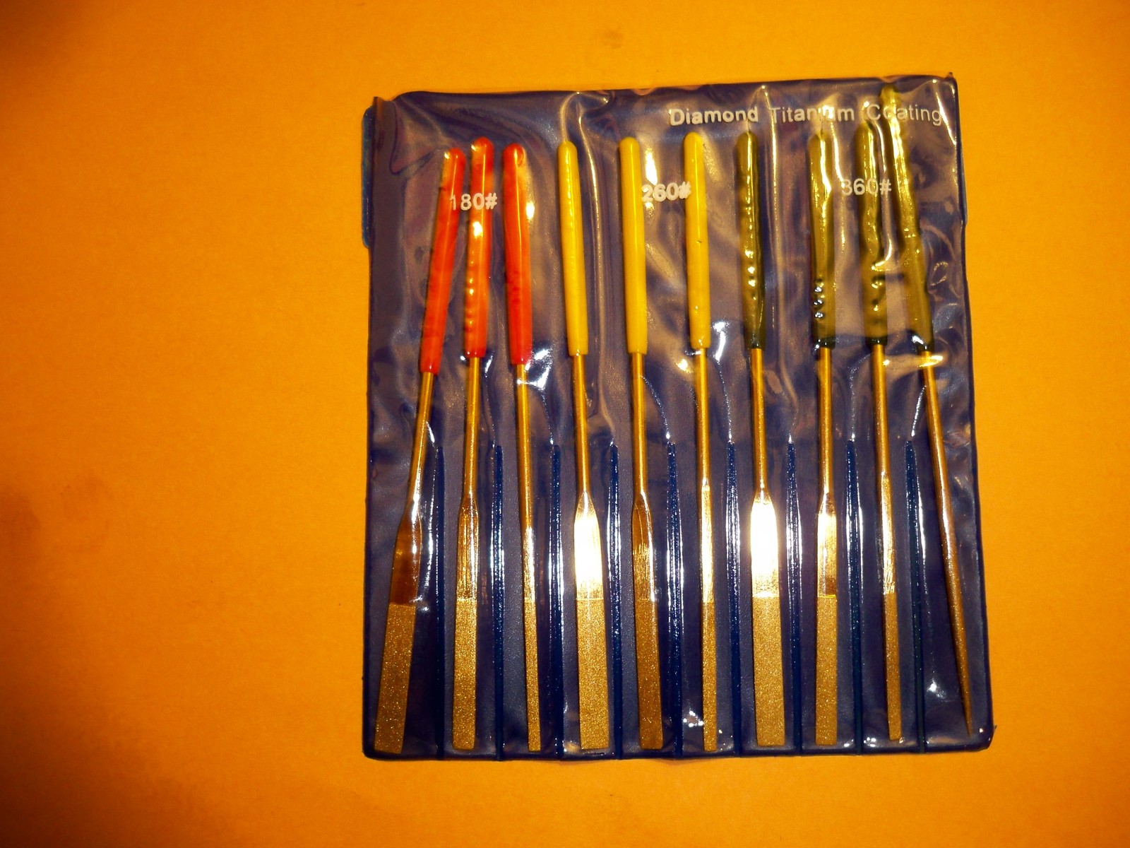10pc  DIAMOND   NEEDLE FILES  TITANIUM COATING 51/2" LONG NEW