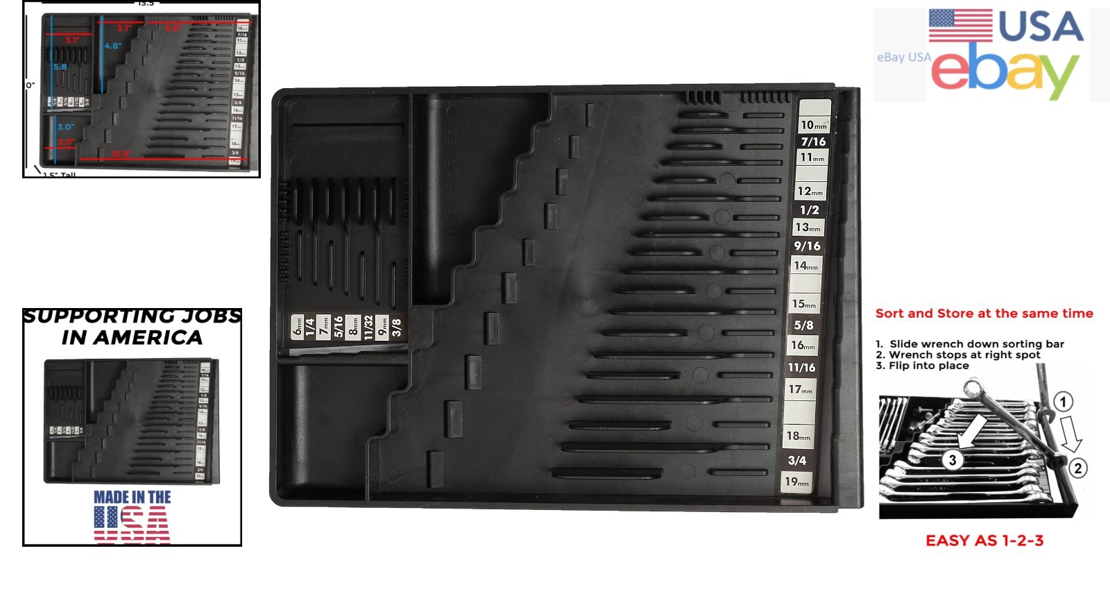 Portable Wrench Organizer with 28 Compartments for Efficient Tool Storage