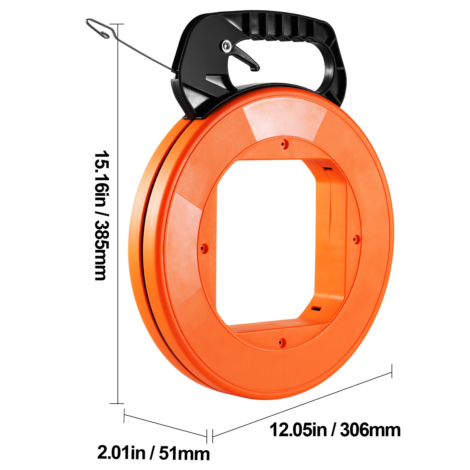 Fish Tape Wire Cable Line Puller 120ft 1/8 in Steel with High Plastic Case