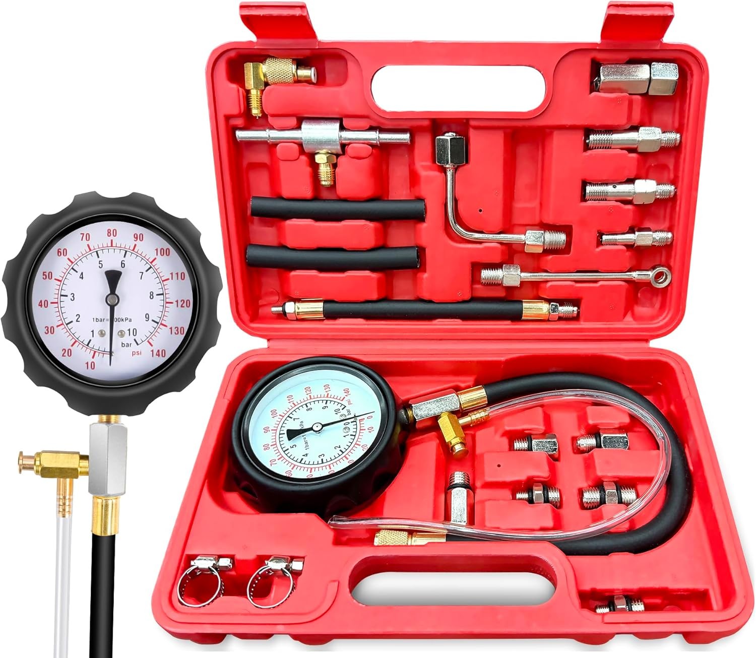 BETOOLL 0-140PSI Fuel Pressure Tester Kit, Injector Injection Normal