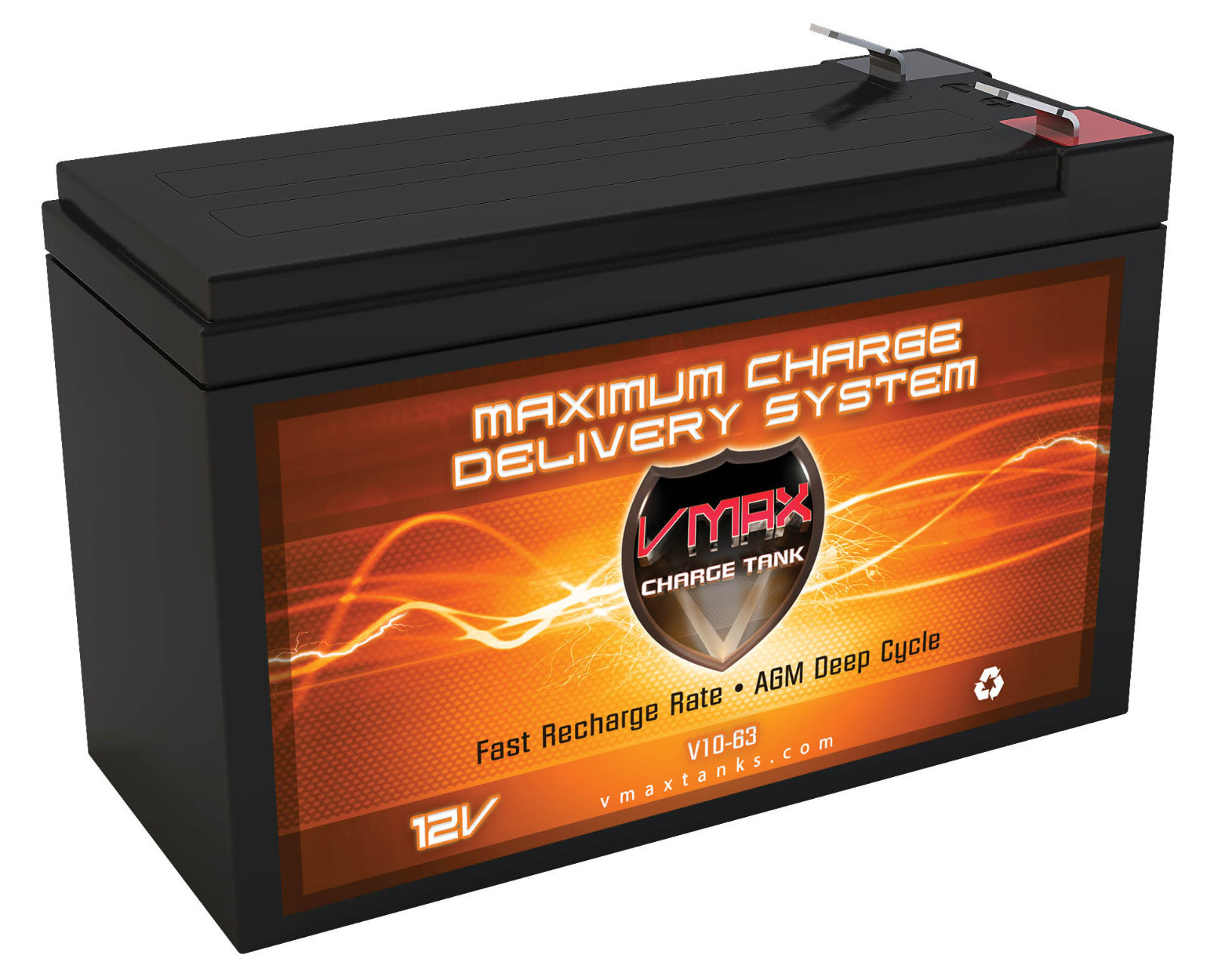 VMAX 12V 10Ah AGM SLA Battery replaces REC10-12 ES10-12S PSH-12100F​2 UB12100-S
