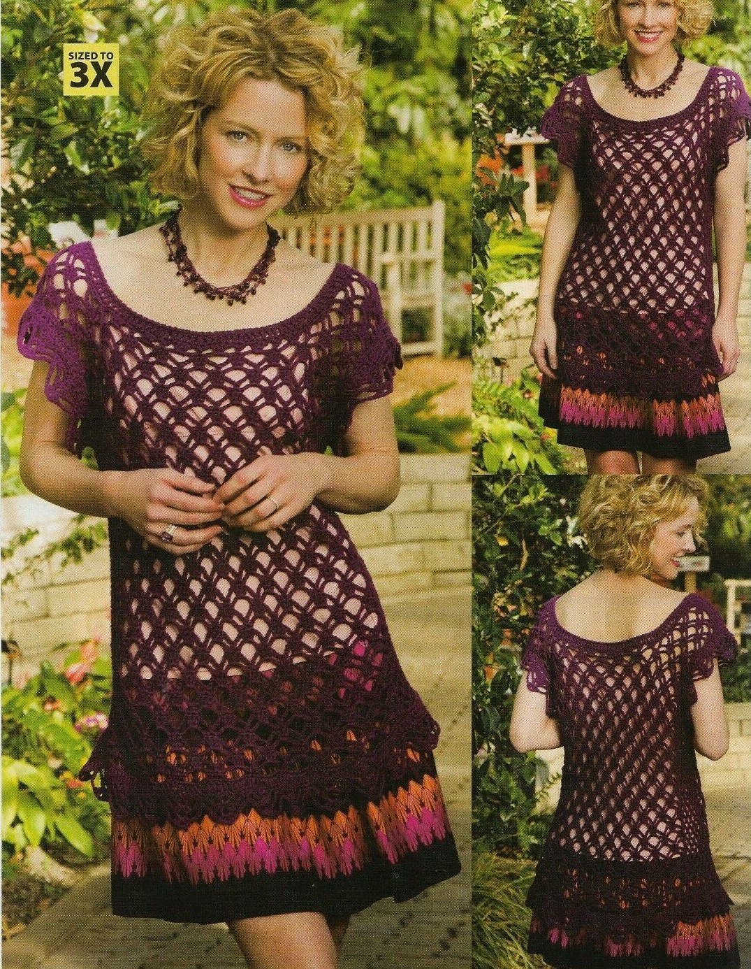 RASPBERRY LACE TOP 6 SIZES WOMEN'S CROCHET PATTERN INSTRUCTIONS