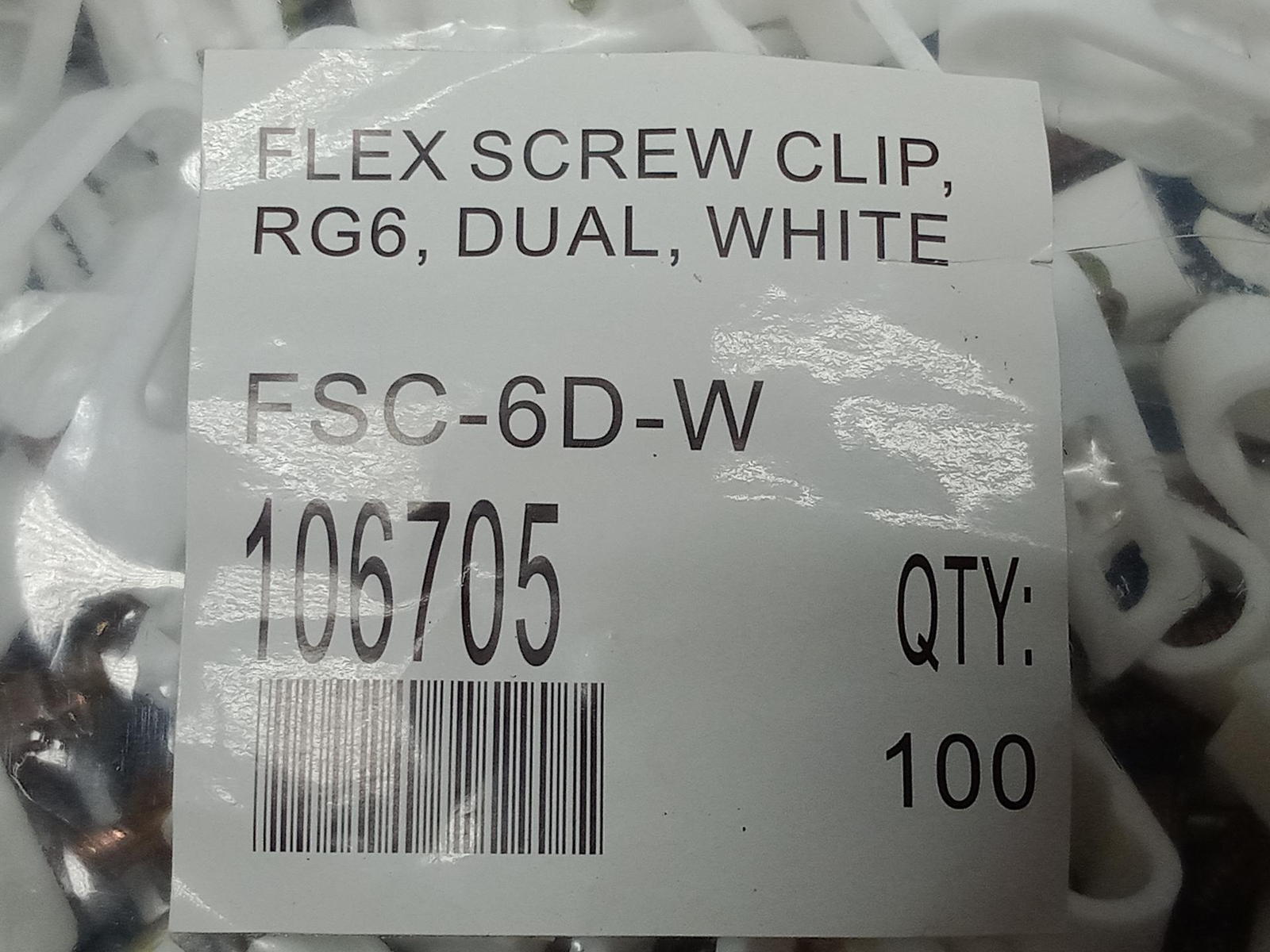 (100 Clips) Dual White FSC-6D-W RG6 SCREW Clips DIRECTV Coaxial - NEW