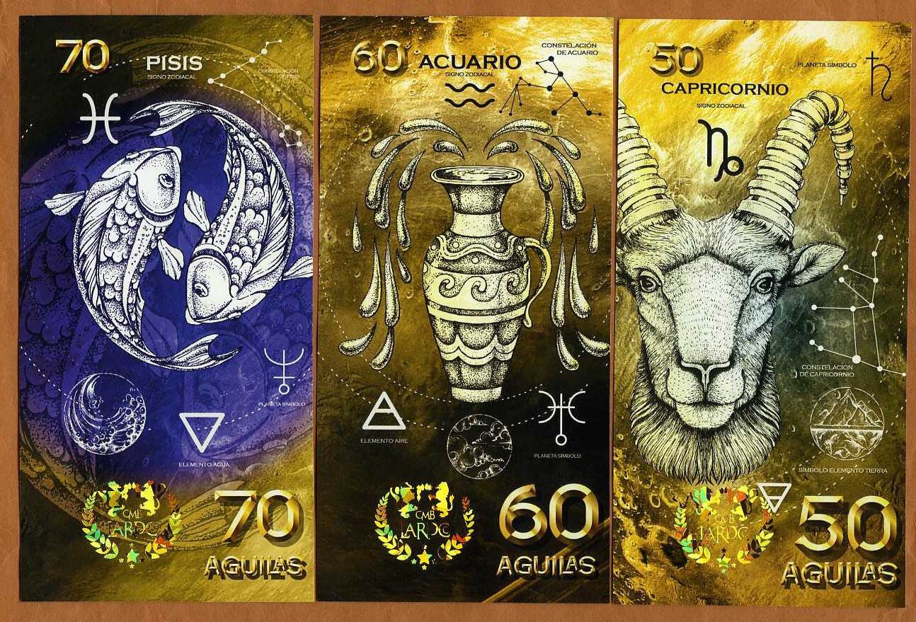 POLYMER SET El Club De La Moneda 50-60-70 Aguilas 2022 Capricorn Aquarius Pisces
