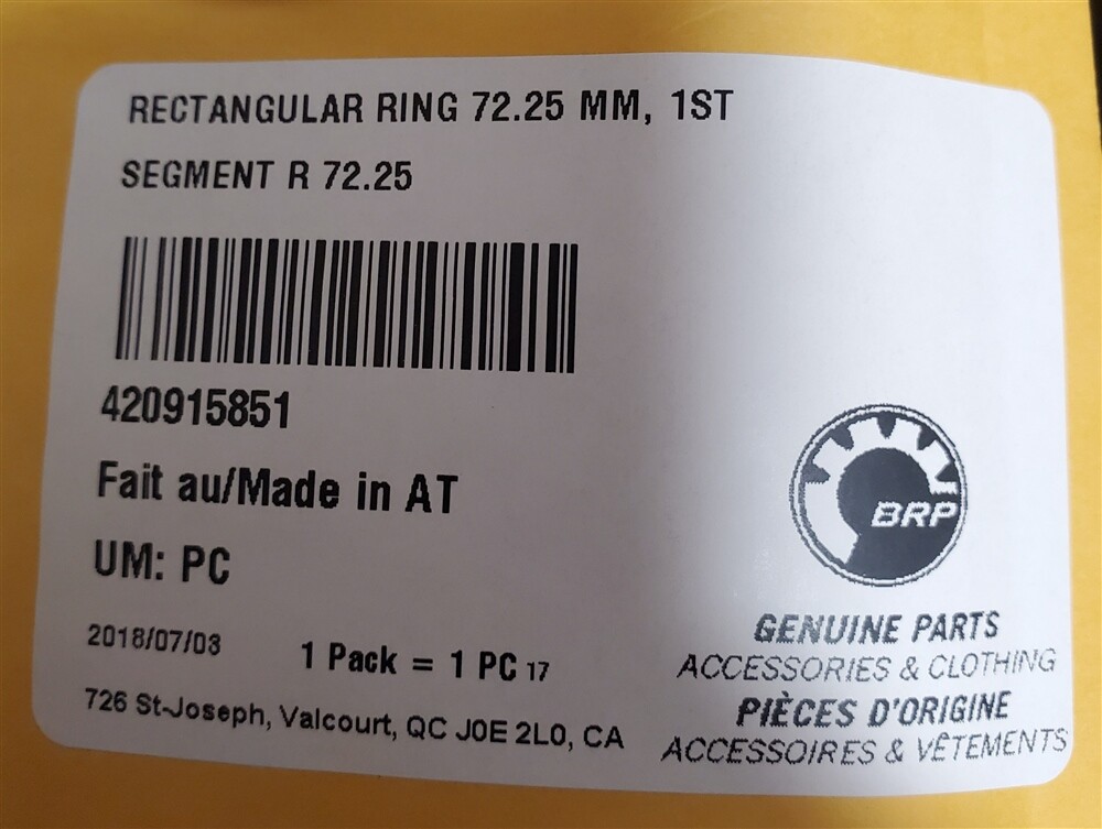 1996-2009 Ski-Doo Rectangular Ring 72.25 MM 420915851