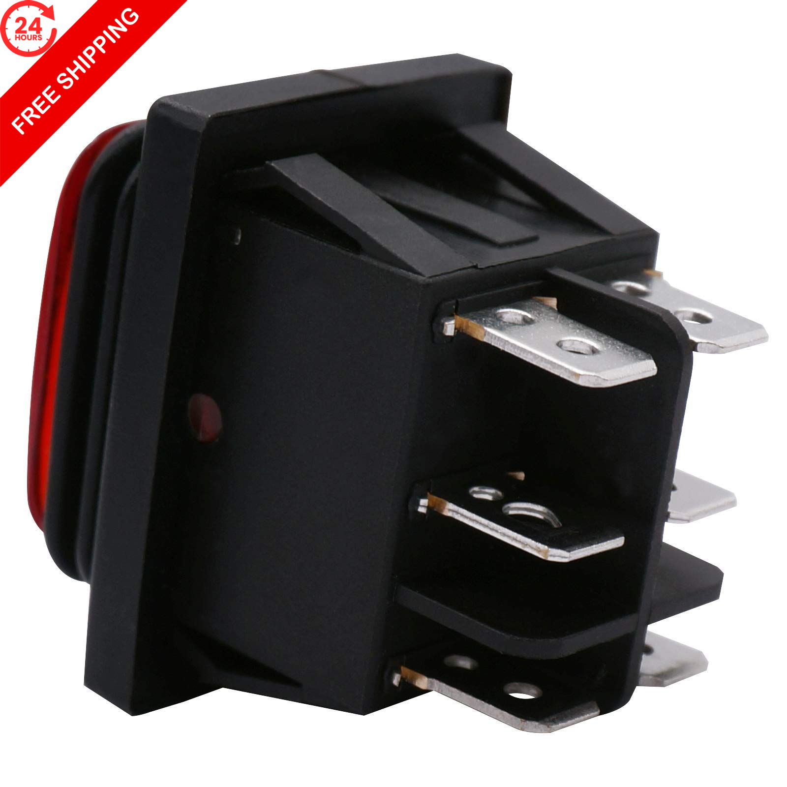 TWTADE Latching Polarity Reverse Switch Waterproof Rocker LED+Waterproof, Red