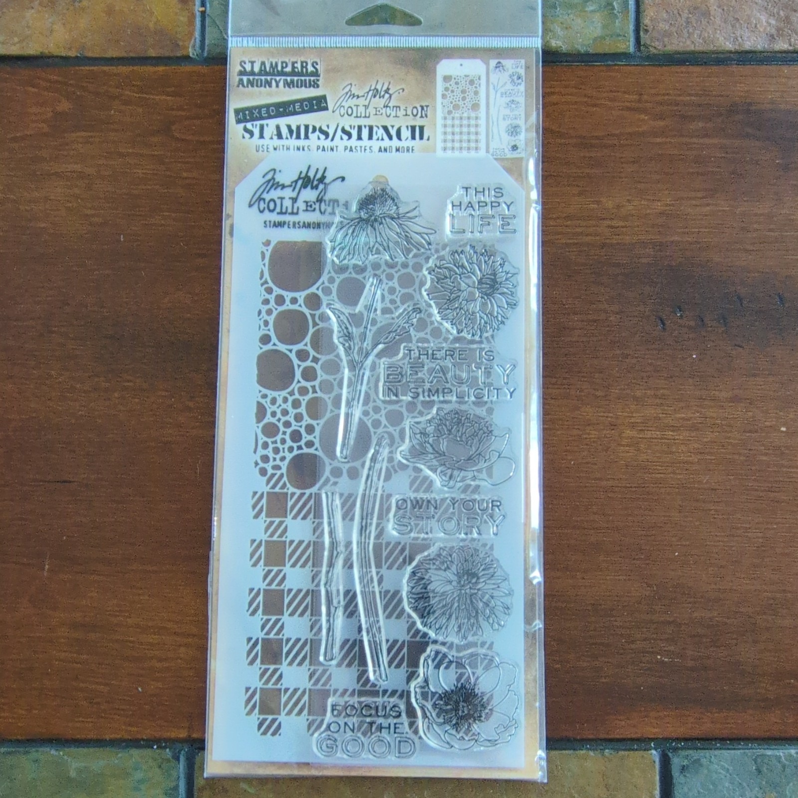 Stampers Anonymous Tim Holtz Collection Mixed Media Stamps/Stencil Set of 5