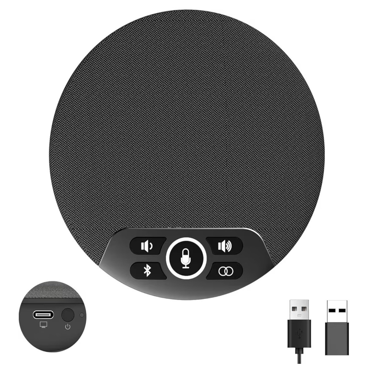 Conference Speaker and Microphone, Dual AI Mics with 360° Voice Pickup & Clear