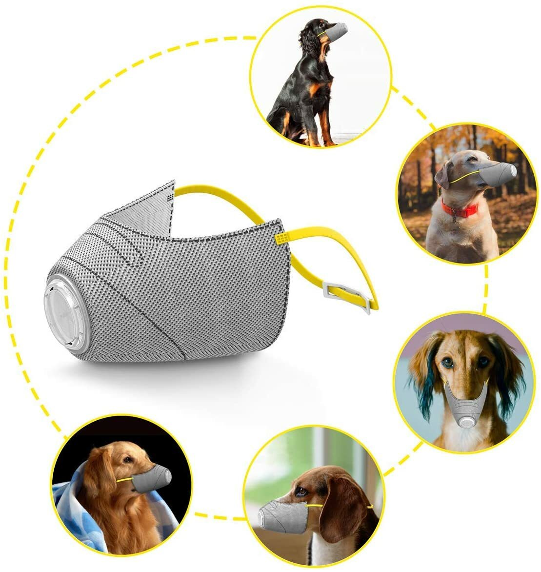 3 Pcs Pet Protective Muzzle Air Mesh Breathable and Drinkable Pet Muzzles M Size