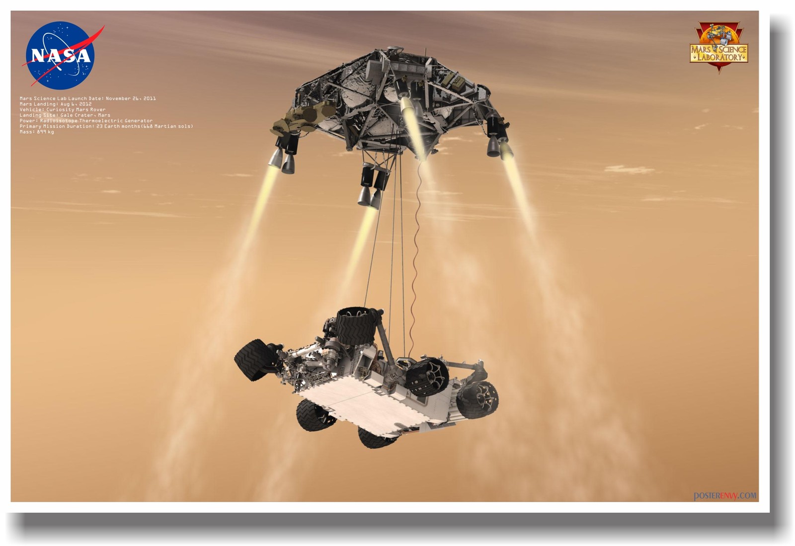 Curious Mars Curiosity 6 NEW EDUCATION CLASSROOM SCIENCE SPACE ASTRONOMY POSTER