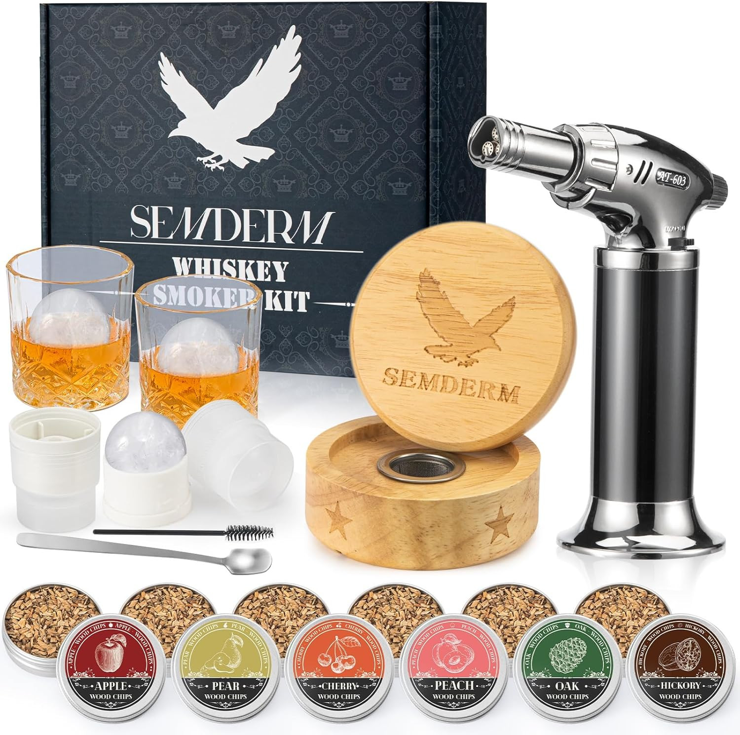 Bourbon Whiskey Smoker Kit with Torch - Old Fashioned Cocktail Smoker Kit with 2