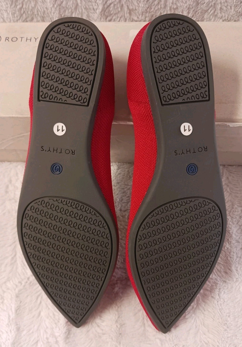 NEW Rothy's The Point Flats Women's Size 11 Chili Red Solid Knit Shoes 002-132